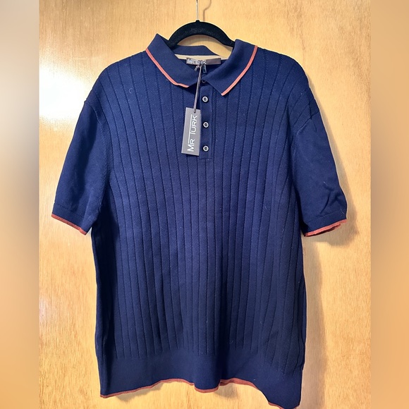Mr Turk Alvarez Short Sleeve Polo, Indigo, NWT - Picture 2 of 5